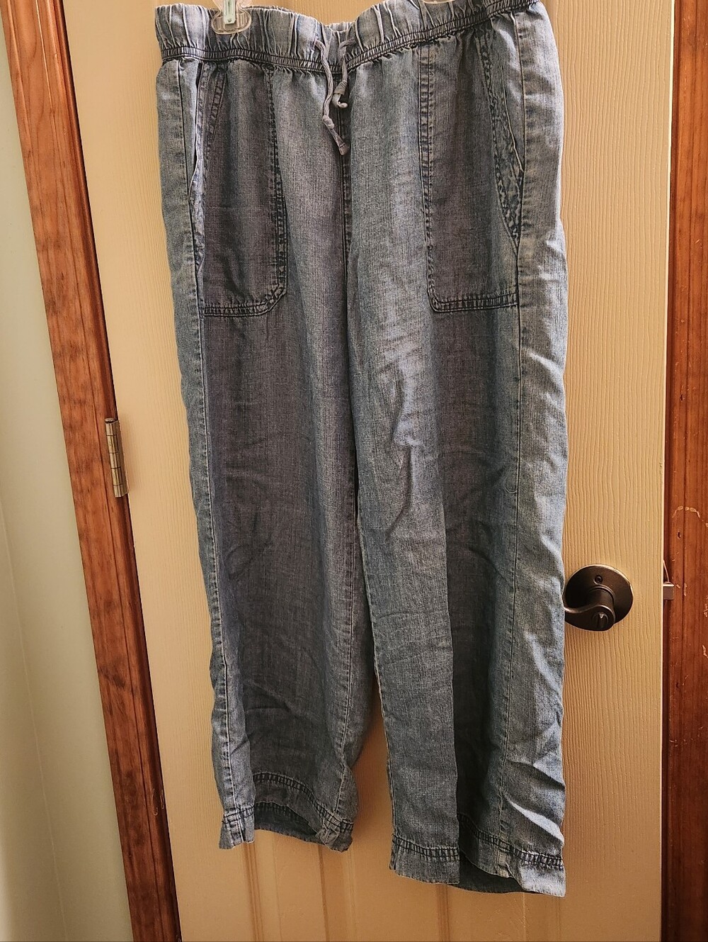 Splendid Light Blue Elastic Waist Chambray Pants Sz L